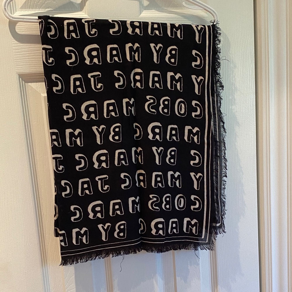 Marc By Marc Jacobs Black and White Striped Scarf